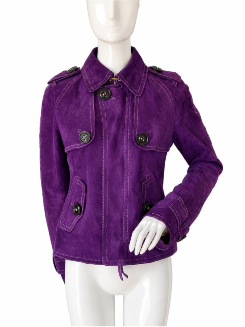 DSQUARED2 Purple Suede Leather Jacket Women’s 44 Made in Italy Designer Moto Jac